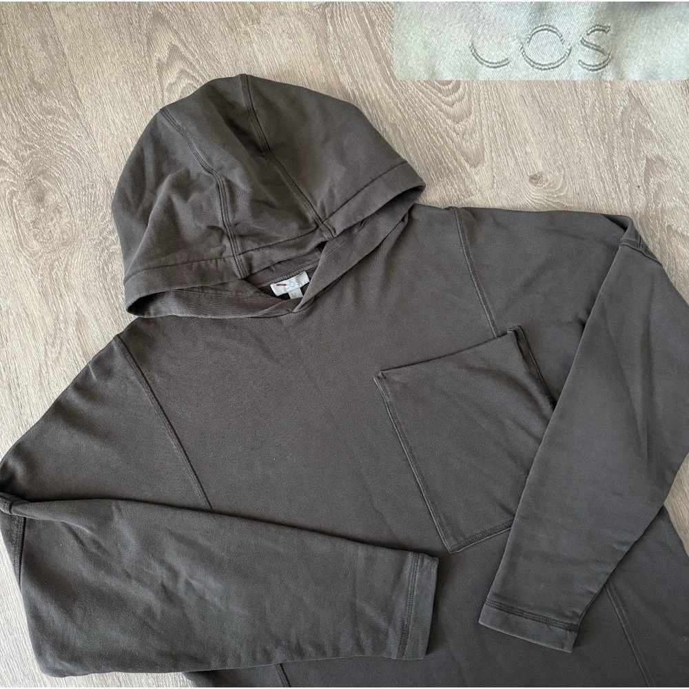 COS Brown Pullover Hoodie Minimalist Heavyweight Sweatshirt Y2K Streetwear Men S